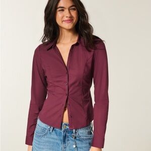 Hollister Maroon Button-Down Shirt